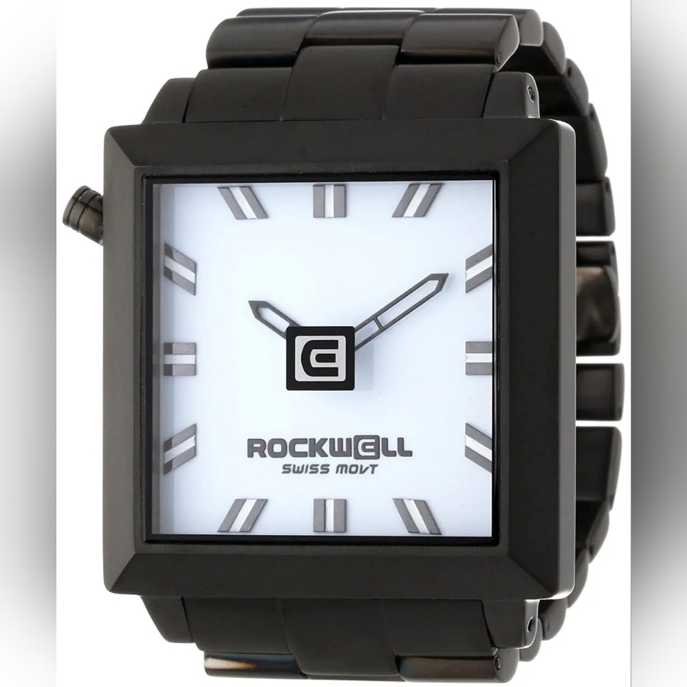 Rockwell Men's Black Watch w/ White Face 50mm2 FS103 New w/ Tags and Box